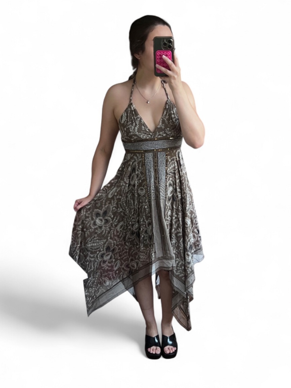 BCBG Max Azria 100% Silk Handkerchief Hem Dress